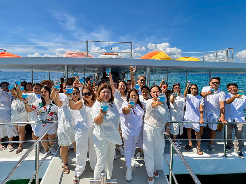 Charter guests aboard a boat