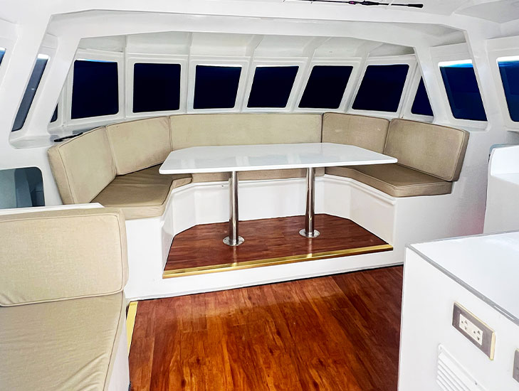 Cabin lounge of the 38ft. Catamaran